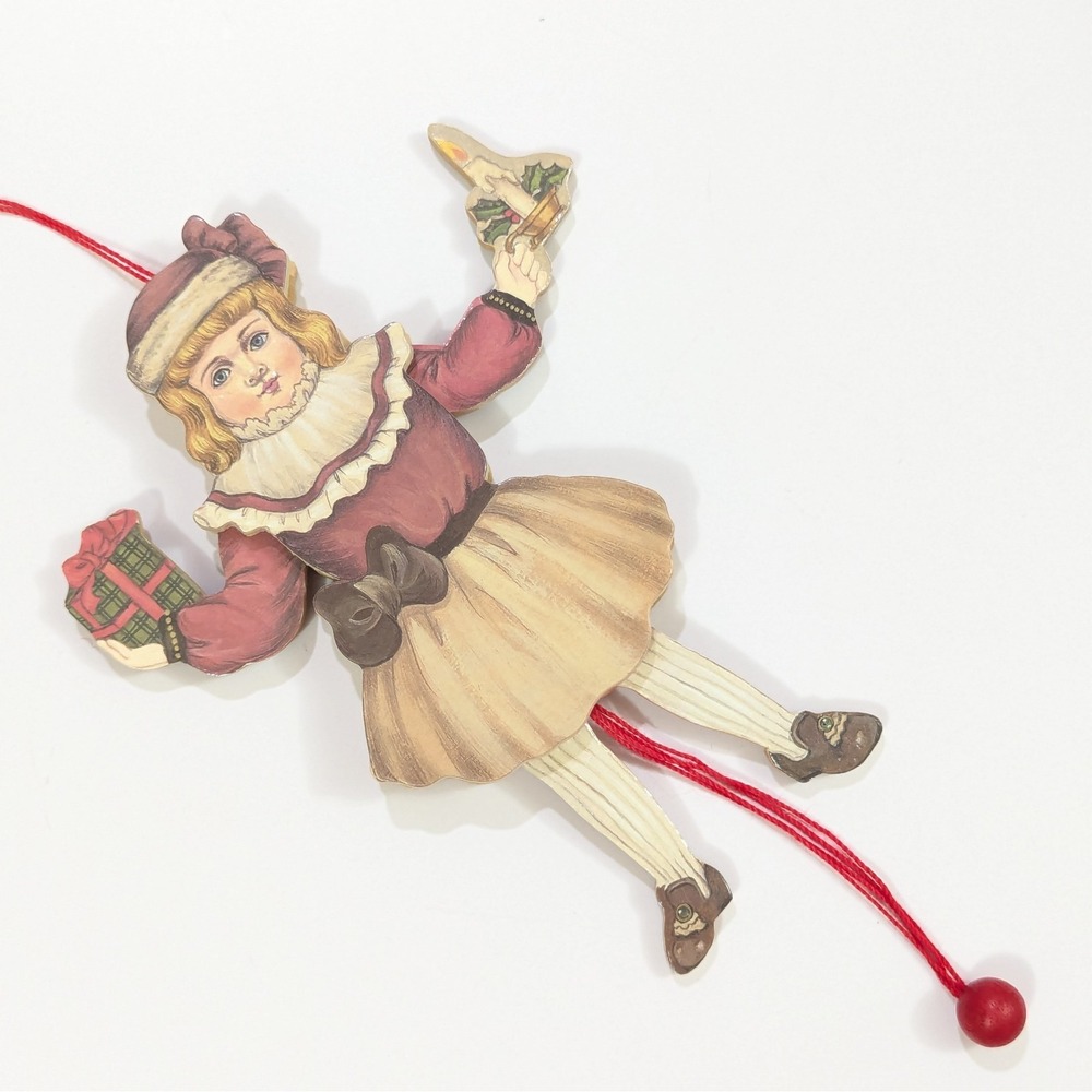 Vintage Kurt Adler Pull String 6" Christmas Ornament Victorian Girl Gift Candle